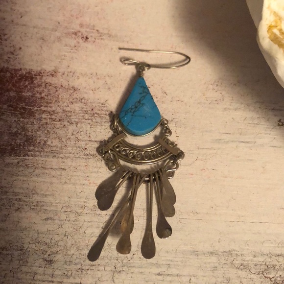 Turquoise Teardrop Dangle Earring - Picture 8 of 8